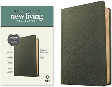 NLT Thinline Reference Bible, Filament Edition, Green: New Living Translation, Olive Green, Genuine Leather, Thinline Reference Bible, Filament Enabled Edition, Red Letter