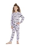 Girls 2-Piece Pajama Set Kids Sleepwear, Long Sleeve Top and Long Pants PJ Set, Lavender, M