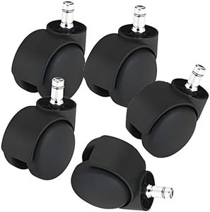 MRC Heavy Duty Pin Type Nylon Office Chair Wheels - Set of 5 Black Casters with 250 kg Load Capacity Ring Stem Caster - Enhance Chair Mobility (50MM Black Wheels)