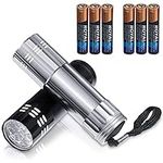 2 Pcs Mini Pocket Torch Small Handheld Torches Kids Led Flashlight 3 Inch Waterproof Pencil Torch with Lanyards for Camping Hiking Outdoor, Batteries with Insulation Card Included (Black, Silver)