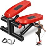 Steppers for Exercise at Home, Mini Steppers with Resistance Bands for Home Fitness, Upgraded Air Powered Stair Steppers with 330LBS Loading, Super Quiet Hydraulic Fitness Steppers with LCD Monitor
