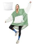 Argstar Oversized Blanket Hoodie Women Men, Sherpa Wearable Blanket Adult, Plush Comfy Giant Warm Soft Hoodie Blanket Sweatshirt with Deep Pocket and Elastic Sleeve (Sage Green)