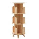 Mermajestic 360° Rotating Bookshelf,3 Tiers Rotating Bookcase with 4 Legs Log Colour Bookcase Corner Floor Standing Display Storage Shelf Book Organizer for Bedroom Living Room Study Office ﻿