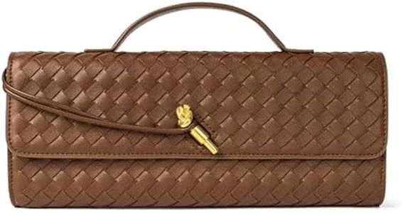 Joryin Woven Purse for Women Evening Clutch Woven Leather Handbags Crossbody Bag Purse Formal Evening bag, Brown