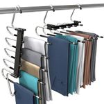 Utopia Home 2 Pack Pants Hangers Space Saving - Clothes Hanger with Stainless Steel Hook & Anti-Slip Design - Closet Organizer for Jeans, Trousers, Skirts, Scarf & Slacks (Black)