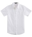 Spring&Gege Boys' Short Sleeve Solid Formal Cotton Twill Dress Shirts White 13-14 Years