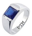 Ptm 925 Sterling Silver Blue Sapphire (Neelam) 3.25 Ratti or 3 Cts Astrological Gemstone (Square Shape) Bis Hallmark Ring for Men & Women