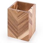 Woodluv Herringbone Pattern Acacia Wood Utensil Holder, 10 x 10 x 15 cm