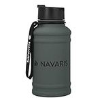 Navaris Stainless Steel Water Bottle - 1.3 Litre Large Metal Sports, Camping, Gym Canteen for Drinking Water, Liquid, Drinks