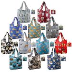 BeeGreen Animal Reusable Grocery Bags Bulk 12 Pack, Reusable Shopping Bags X-Large 50LBS, Machine Washable Kitchen Reusable Bags Heavy Duty, Foldable Tote Bags w Handles for Shopping