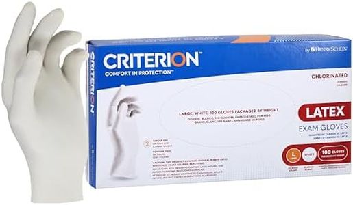 Henry Schein Criterion Latex Exam Gloves - Large Size, 100 per Box - Non-Sterile, Fully Textured, Beaded Cuff, Durable Disposable Protection for Healthcare Professionals