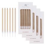 YUHENGCT 24-Count Birthday Candles for Cake,Sparkler Candles for Decor,Gold Long Thin Metallic Cake Candles, Tall Birthday Candles, Party Candles for Wedding Decorations(Champagne Gold)