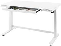 Luxsuite Standing Desk Electric Motorised Sit Stand Table Desk Home Office Workstation Height Adjustable with Drawers White