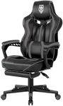 Vonesse Gaming Chair with Footrest Reclining Computer Chair with Massage Big and Tall PU Leather Gaming Chairs for Adults (Black/Grey)