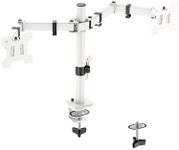FORGING MOUNT Ergonomic Dual Monitor Stand for 13-32 inch LCD LED PC Screens for Desks Monitor Stand Arm, Height Adjustable Arm Bracket Tilt 90° Swivel 180° Rotate 360°, VESA 75/100 White