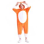 Plush fox costume for kids, fox animal costume, fox pajamas, fancy dress, three size 1-pcs, red (Medium)