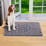 Lifewit Sturdy Chenille Indoor Doormat Traps Mud and Water, Non Slip Low-Profile Rug for Muddy Shoes and Dog Paws, Machine Washable Doormat for Pet Entry, Back Door, Mud Room, 50 x 80 cm, Gray