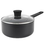 Russell Hobbs RH02841EU7 Shield 20 cm Saucepan – Non-Stick Coating 10x Tougher*, Induction Suitable Cooking Pot, Tempered Glass Lid, Pressed Aluminium Casserole, Easy to Clean, Soft-Touch Handle