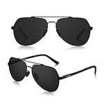 LUENX Men Sunglasses Polarized womens - UV 400 Protection 60MM(black)