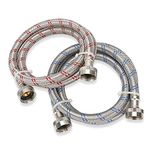 Watflow Stainless Steel Washing Machine Hoses, Burst Proof Hot and Cold Water Connection Inlet Supply Lines for Washer, 6Ft