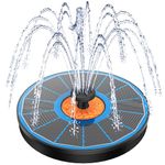 Yzert Solar Fountain Pump for Bird Bath Orange Flower Glass, 3.5W Solar Fountain No Battery with 4 Fixed Rods & 7 Nozzles, 2024 Solar Water Fountain for Bird Bath, Pool, Garden, Outdoor, Pond-Blue