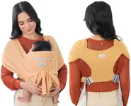 BabbleRoo Baby Wraps Carrier - Baby Essentials Baby Sling Carrier, Secure & Comfortable, Breathable, Easy-to-use, Adjustable XS to XL, Promoting Parent-Child Bonding, Oak Buff