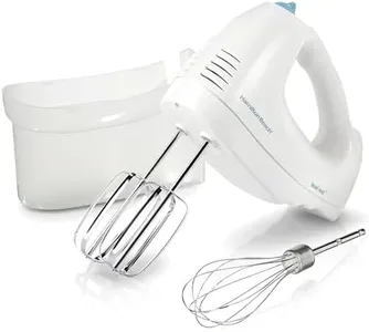 Hamilton Beach 6-Speed Electric Hand Mixer with Whisk, Traditional Beaters, Snap-On Storage Case, 250 Watts, White