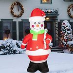 7ft Christmas Inflatable Snowman - Xmas Blow Up Yard Decor with Built-in LED Lights - Outdoor Christmas Decorations for Yard, Lawn, Garden - Includes Stakes