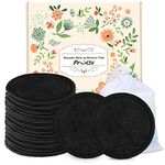 ProCIV Reusable Makeup Remover Pads - 25 Packs Washable Organic Bamboo Remover Cotton Pads for All Skin Types & Toner with Laundry Bag, Eco Friendly Zero Waste Soft Cotton Rounds (3.8 inch)(Black)