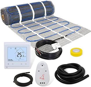 10 Sq ft Floor Heat Mat Kit, 120 V Electric Radiant Floor Heating System for Under Stone, Upgraded Thermostat with Temperature Readout Switchable to Fahrenheit.