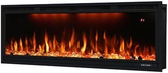 Benrocks 112cm Electric Fireplace,Recessed and Wall Mounted Heater,Touch & Remote & APP Control,Timer,Multi-Color Flame and Light, 62°F-99°F Thermostat