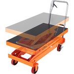 VEVOR Hydraulic Lift Table Cart, 1760lbs Capacity 59" Lifting Height, Manual Double Scissor Lift Table with 4 Wheels and Non-Slip Pad, Hydraulic Scissor Cart for Material Handling and Transportation