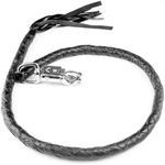 HADZAM Genuine Leather Motorcycle Get Back Whip 42” for Handlebar with Fringes and Quick Release Clasp