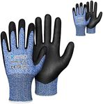 Cut Resistant Gloves, MicroFoam Nitrile Coated, ANSI Cut level A3,Superior Grip Performance,Safety Work Gloves For Men and Women, Ideal for General Duty Work, KG21NB, 2 Pairs Blue, X-Large