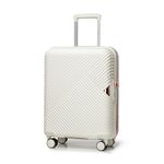 WITTCHEN Travel Suitcase Carry-On Cabin Luggage Hardshell Made of Polycarbonate with 4 Spinner Wheels Combination Lock Telescopic Handle GL Style Line Size Cabin Suitcase White