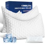 Side Sleeper Pillows for Neck and Shoulder, Cooling Shredded Memory Foam Bed Pillows for Sleeping, Adjustable Curved Pillow Neck Pillow with Washable Cover - Queen Size(Set of 2)