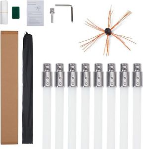 27 Feet Chimney Sweep Kit, Chimney Brush, Chimney Cleaning Kit with 8 Nylon Flexible Rods, Single Brush Head, Chimney Brush Kit Driven by Drill for Sweeping Fireplace