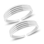 Parnika Mj 925 Simple Yet Elegant Silver Toe Rings (Leg Finger Rings) In Pure 92.5 Sterling Silver For Women's (Three Line)