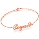 JOELLE JEWELRY Personalized Name Bracelet Custom Made with Any Names - 18K White Gold Plated Silver