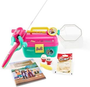 Shakespeare Mattel Barbie Kids Fishing Set, 2’6” Kids Fishing Rod and Reel Combo, Comes with Net and Tackle Box, Complete Kit with Bobbers and Bait