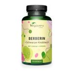 Vegavero Berberine HCL 1000 mg | 50:1 Barberry Extract 97% Berberine | with Black Garlic Extract, Chromium and Piperine | NO Additives, Lab-Tested | Blood Sugar Levels Supplement | Vegan