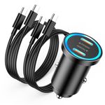 iPhone 16 Fast Car Charger, [MFi Certified] Mini 60W All Metal Dual USB C Car Charger Fast Charging Adapter & 2 Pack USB C Cable for iPhone 16/16 Plus/16 Pro/16 Pro Max/15/15 Plus/15 Pro/15 Pro Max