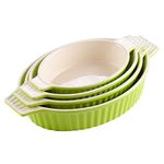 MALACASA, Series Bake, Oval Baking Dish Set of 4 (9.5"/11.25"/12.75"/14.5"), Oven to Table Baking Dish with Ceramic Handles Ideal for Lasagne/Pie/Casserole/Tapas, Green