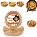 Roe Tenpo Air Fryer Liners, 100Pcs Disposable Baking Parchment Paper, Non-Stick & Greaseproof, Air Fryer Accessories for Ninja AF100UK, COSORI, Tower Air Fryer