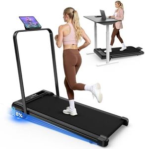HomeFitnessCode Folding Treadmill, 3.0HP Walking Pad Motorized Electric Under Desk Treadmills for Home with LED Display & Remote, Adjustable Speed, 140KG Capacity, No Assembly (Black with Handrail)