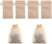 400 Pack Disposable Drawstring Tea Filter Bags Safe & Natural Unbleached Paper Tea Infuser Drawstring Empty Bag for Loose Leaf Tea (7 x 9, Natual Color)