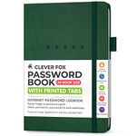 Clever Fox Password Book Medium – Internet Address & Password Journal Organizer – Computer & Website Log-In Keeper Notebook (Dark Green)