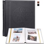 Self Adhesive Large Photo Albums 40 pages, Our Adventure Book Leather Hardcover Wedding Album, Personalised Photo Scrapbook for Anniversary, Baby Photo Album Holds 3X5, 4X6, 6X8, 8X10 Photos, Black