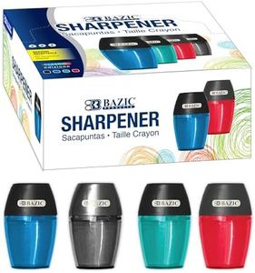 BAZIC Products Pencil Sharpener Single Hole Blade w/Receptacle, Standard Size Pencils Crayon Colored Pencils, One Blade Assorted Color Bulk Pencil Sharpeners for Office School, Total 288 Count