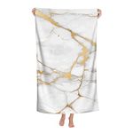 Bath Towel White Marble Gold Beach Towels Soft Absorbent Washcloths Quick Dry Luxury Hotel Quality Towelling for Adults Kids Bathroom Spa Gym Swimming 31.5 x 51.2 Inch Oversized